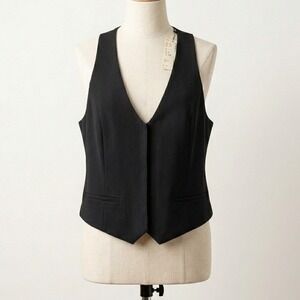 Vintage Y2K Black Stretch Waistcoat Vest Size 16 Deadstock‎ Minimalist